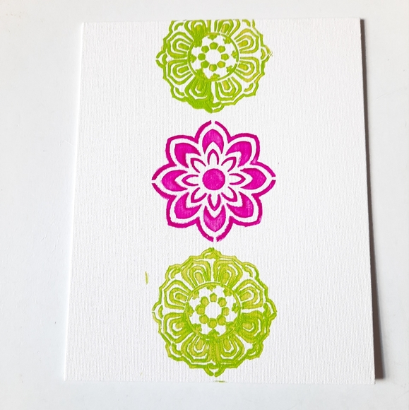Fuschia & Lime Medallion Handmade Canvas Artwork - Picture 1 of 4